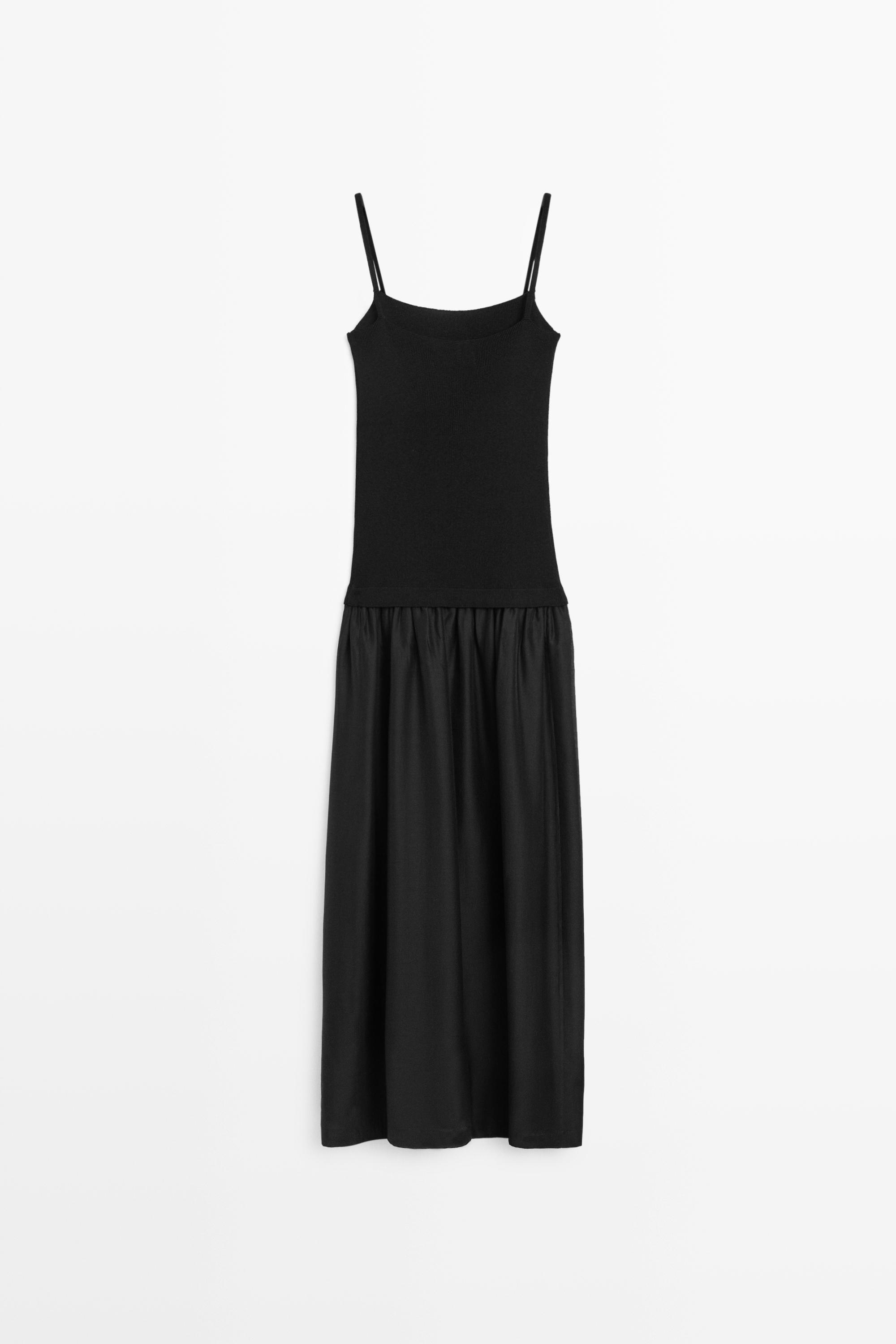 Robe midi combinée à bretelles